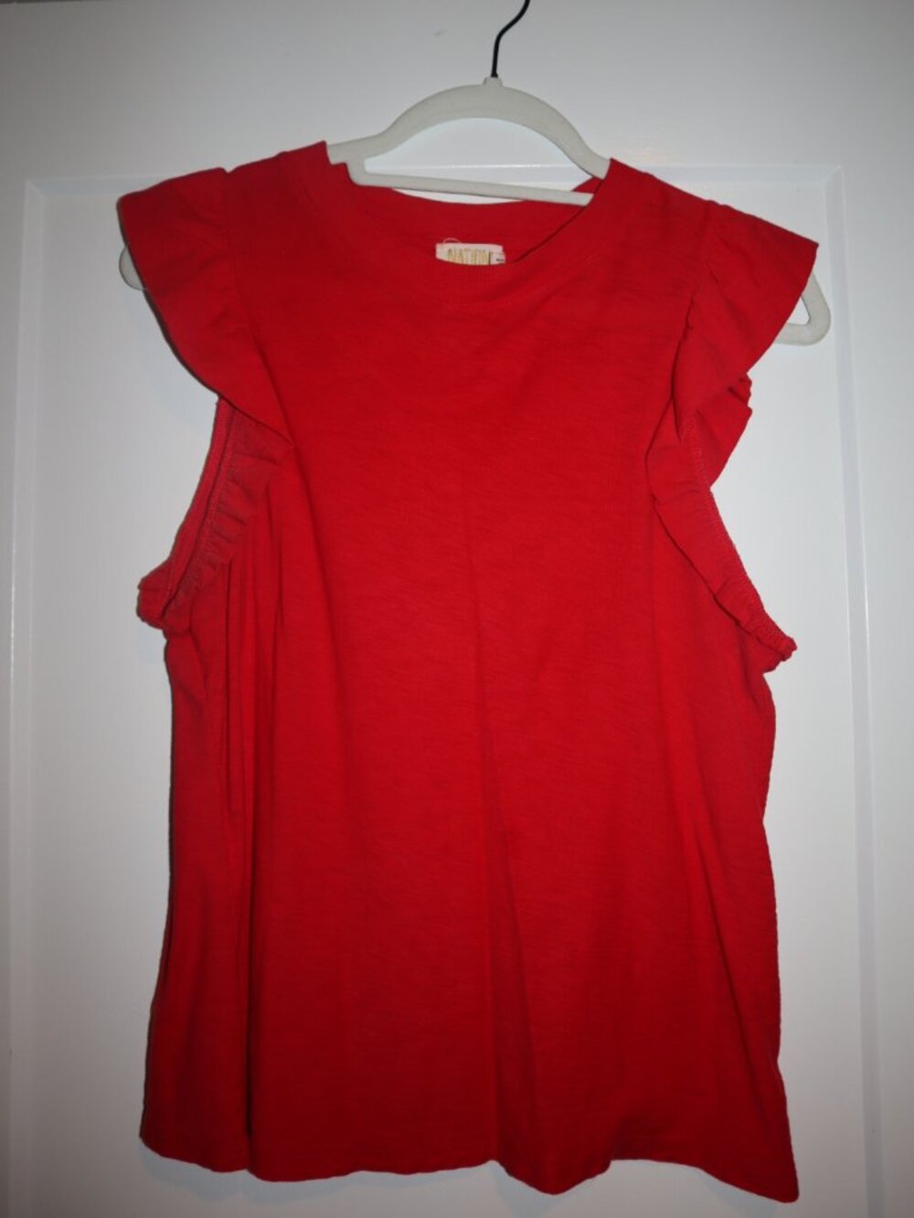 NATION LTD Red Ruffle Sleeve Tee Top Size Small